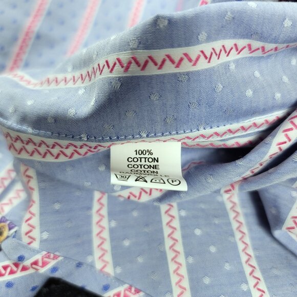 Robert Graham Classic Fit French Cuff Shirt Men's Size Medium Floral Striped - Picture 10 of 10